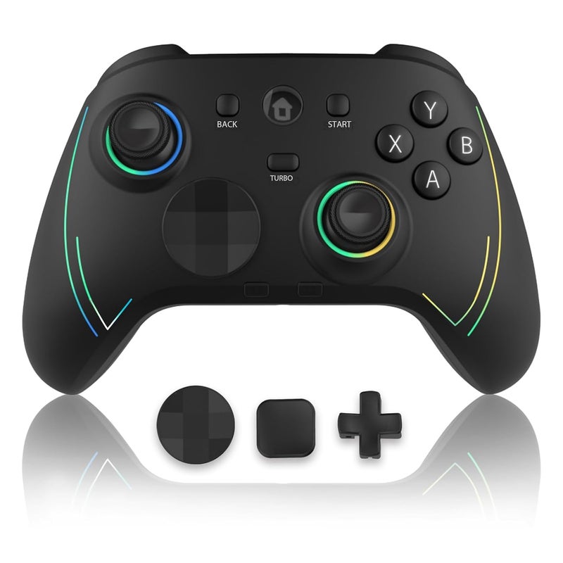 ROTOMOON HD151-S Wireless Game Controller with 7 Colors LED Lighting Compatible with Xbox One S/X, Xbox Series S/X, with 2.4G Wireless Adapter, 3.5mm Audio Jack Gaming Gamepad, Turbo/Programmable - Image 1